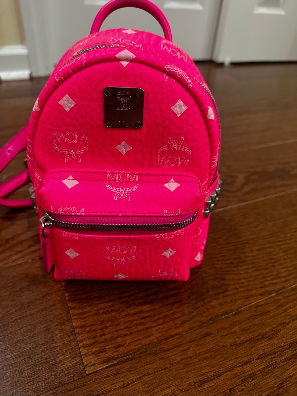MCM Mini Stark Backpack- Hot Pink Visetos- NWOT
